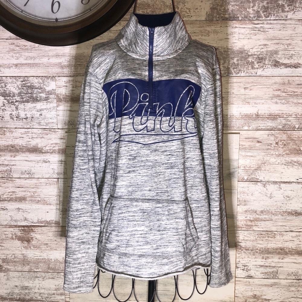Victoria’s Secret pink quarter zip sweatshirt purple/blue and gray size XS TOP‌ - Picture 2 of 6